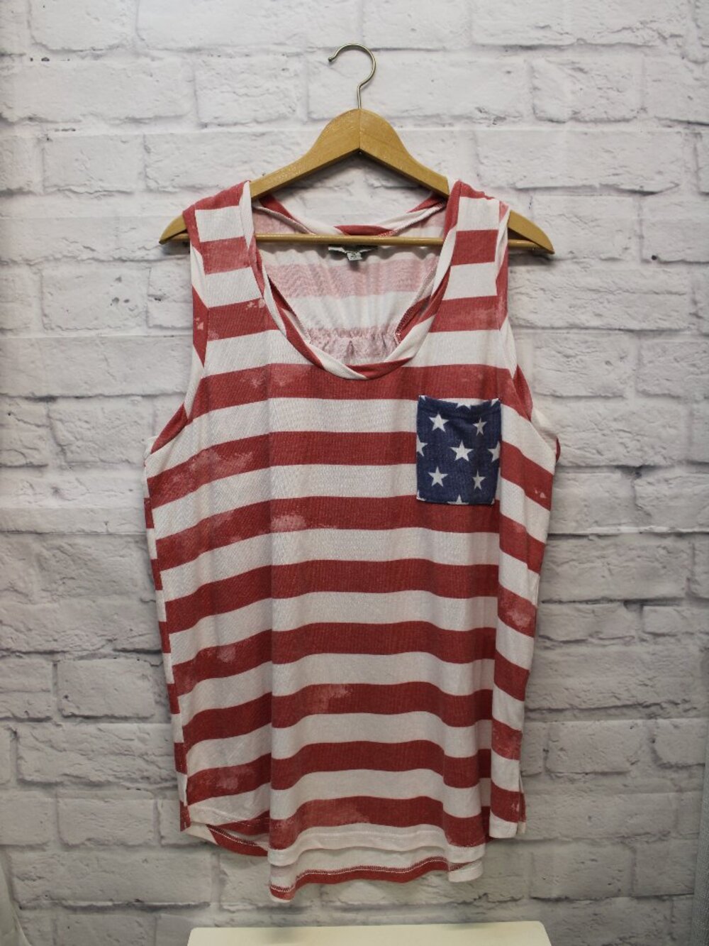 American Flag Tank Top Extra Large Star and Stripes Bow Holiday Patriotic July